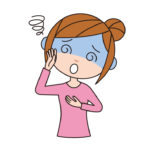 めまいを起こしている女性のイラスト
