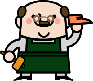 道具を手にする靴職人のイラスト